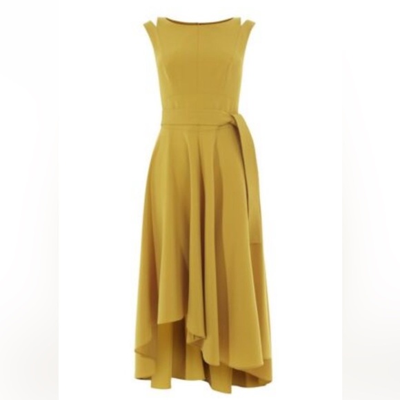 Karen Millen Yellow High Low Midi Dress US2 ($399) - Picture 1 of 11